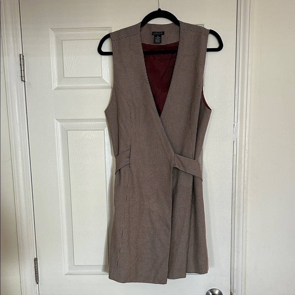 Amazing The Limited Vintage houndstooth Sleeveless Plaid Wrap Dress Jumper